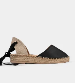 Clearance ALPARGATA PLANA YUTE PIEL NEGRO Mujer Flats Y Mocasines