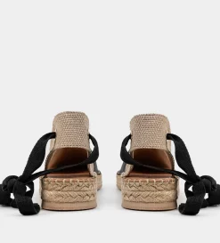 Clearance ALPARGATA PLANA YUTE PIEL NEGRO Mujer Flats Y Mocasines