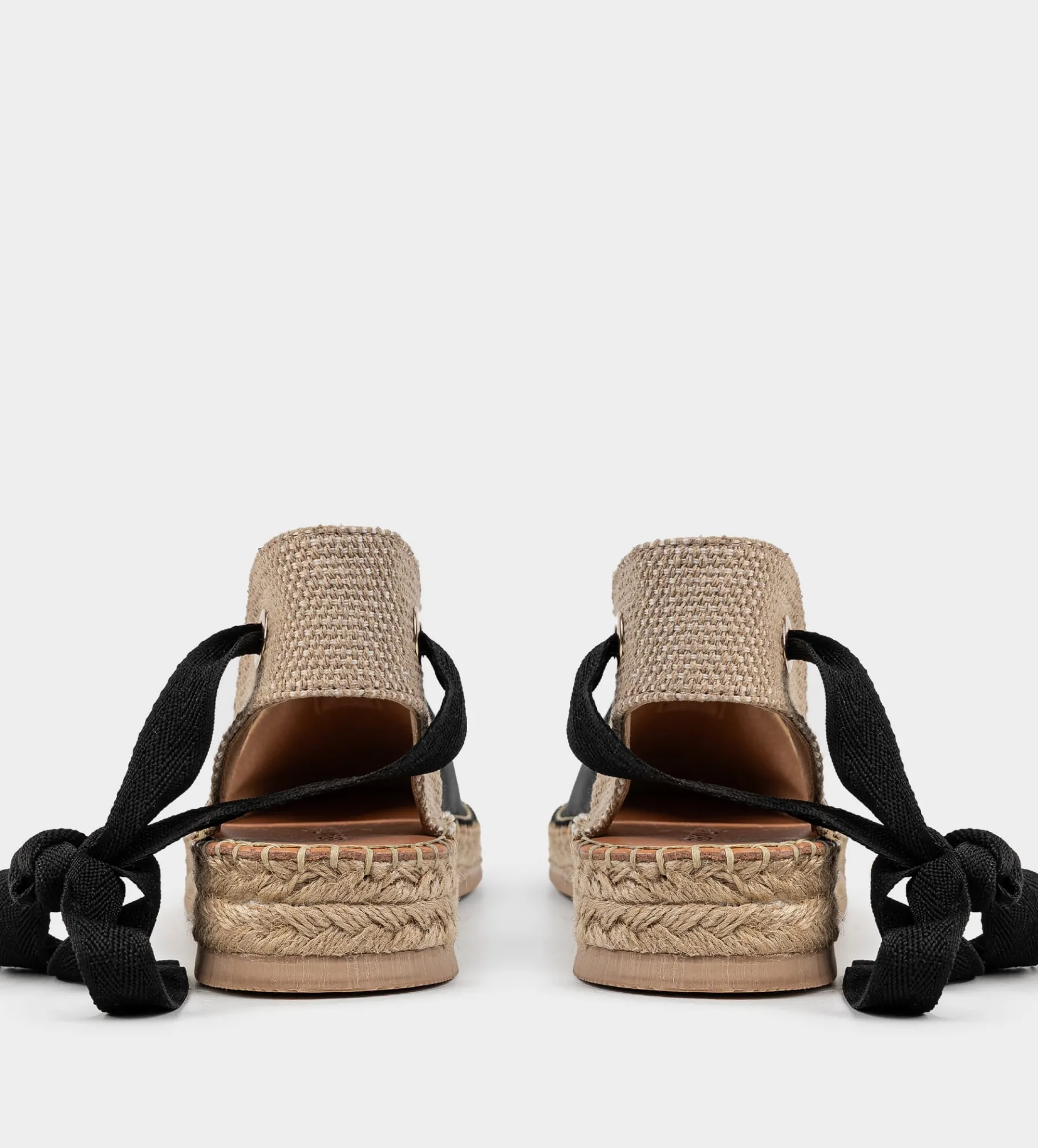 Clearance ALPARGATA PLANA YUTE PIEL NEGRO Mujer Flats Y Mocasines