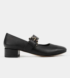 Online BALERINA BROCHE PEDRERÍA PIEL NEGRO Mujer Flats Y Mocasines | Piel Auténtica