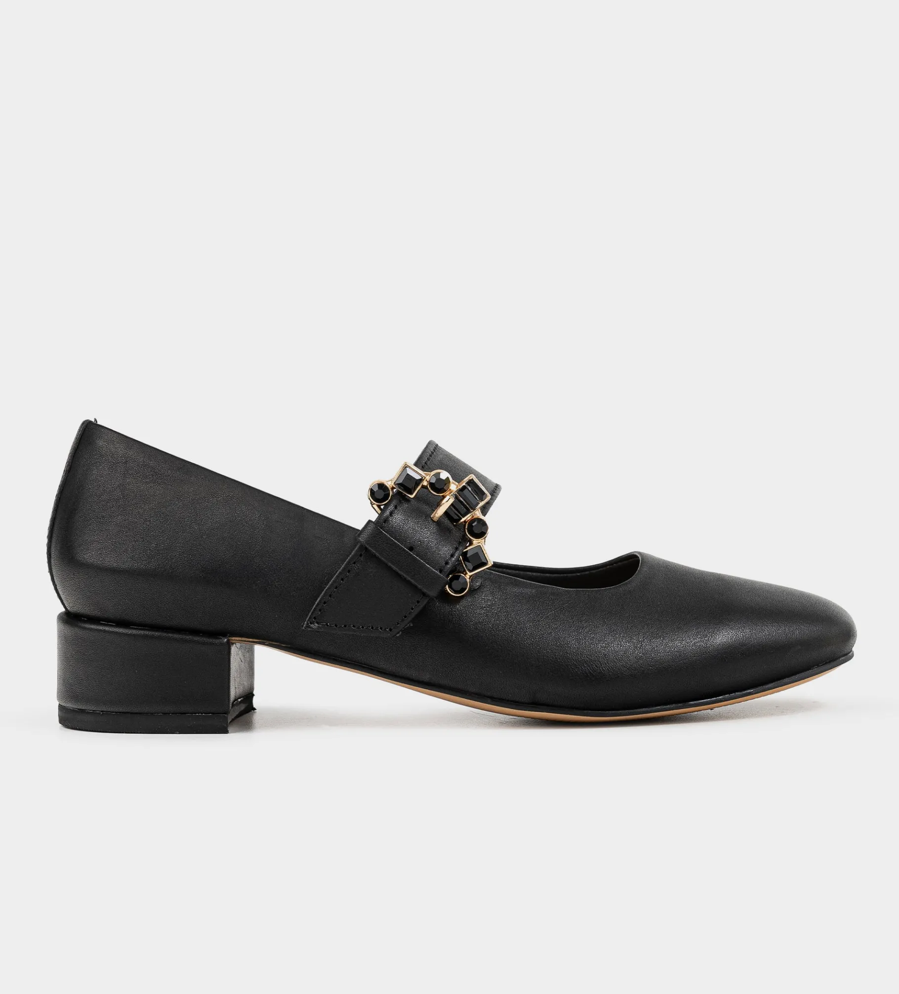 Online BALERINA BROCHE PEDRERÍA PIEL NEGRO Mujer Flats Y Mocasines | Piel Auténtica
