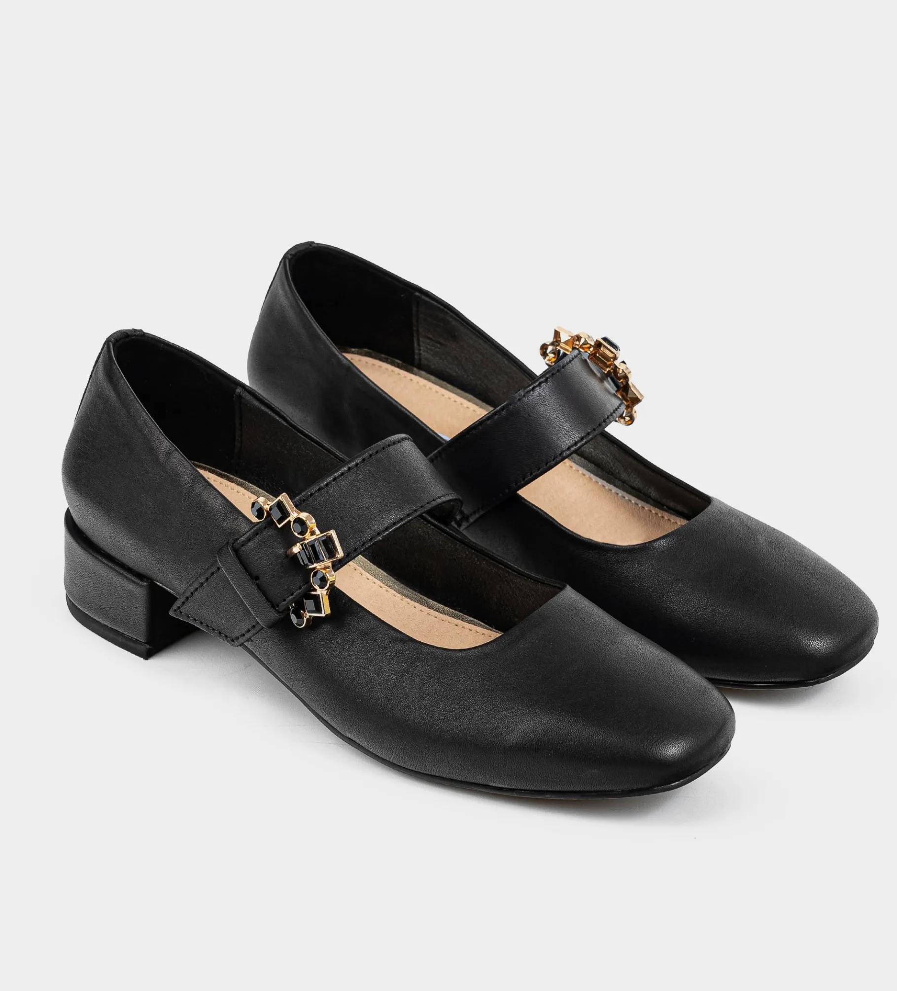 Online BALERINA BROCHE PEDRERÍA PIEL NEGRO Mujer Flats Y Mocasines | Piel Auténtica