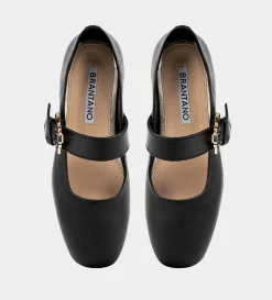 Online BALERINA BROCHE PEDRERÍA PIEL NEGRO Mujer Flats Y Mocasines | Piel Auténtica