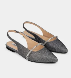 Clearance BALERINA DESTALONADA BRILLOS TEXTIL INOX Mujer Zuecos Y Mules | Fiesta