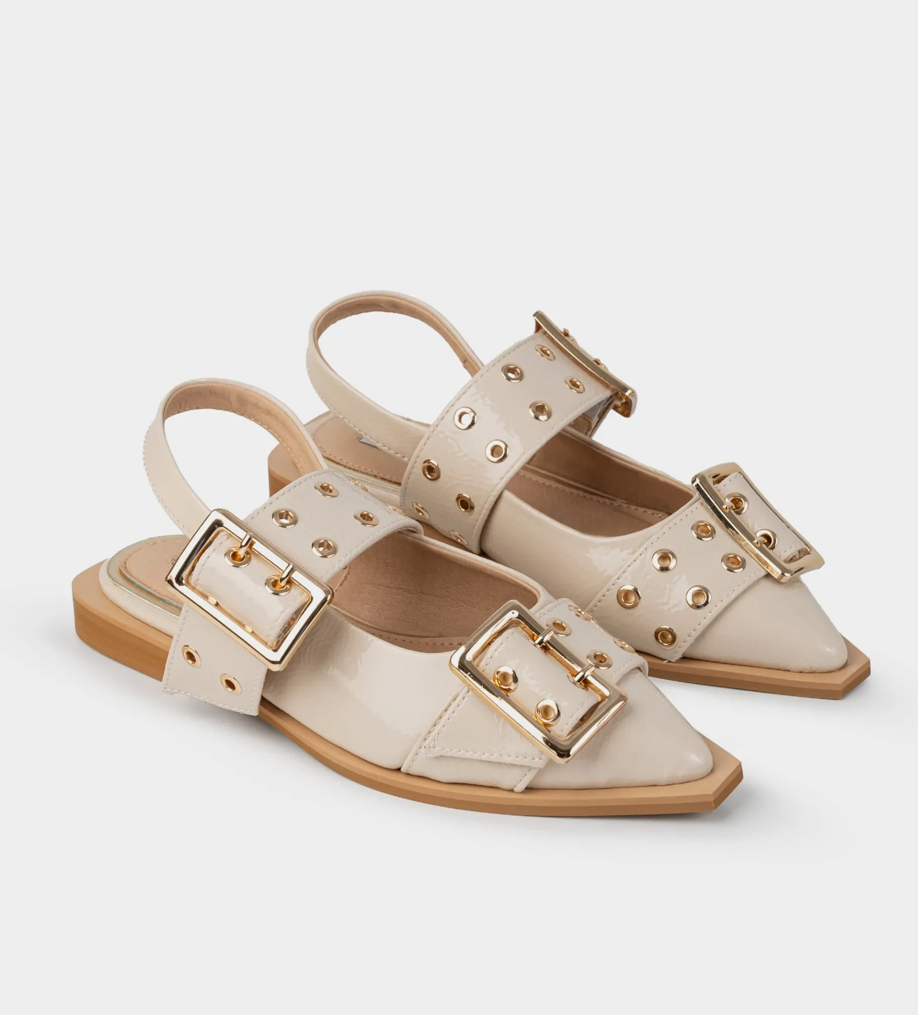 Best BALERINA HEBILLA CHAROL BEIGE Mujer Flats Y Mocasines