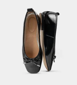 Discount BALERINA LAZO PIEL CHAROL NEGRO Mujer Flats Y Mocasines