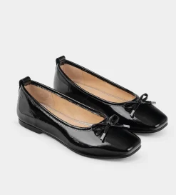 Discount BALERINA LAZO PIEL CHAROL NEGRO Mujer Flats Y Mocasines