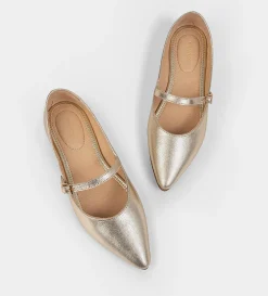 Clearance BALERINA MARY JANE PIEL ORO Mujer Fiesta | Piel Auténtica
