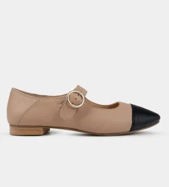 Hot BALERINA MARY JANE PUNTERA PIEL NUDE Mujer Flats Y Mocasines