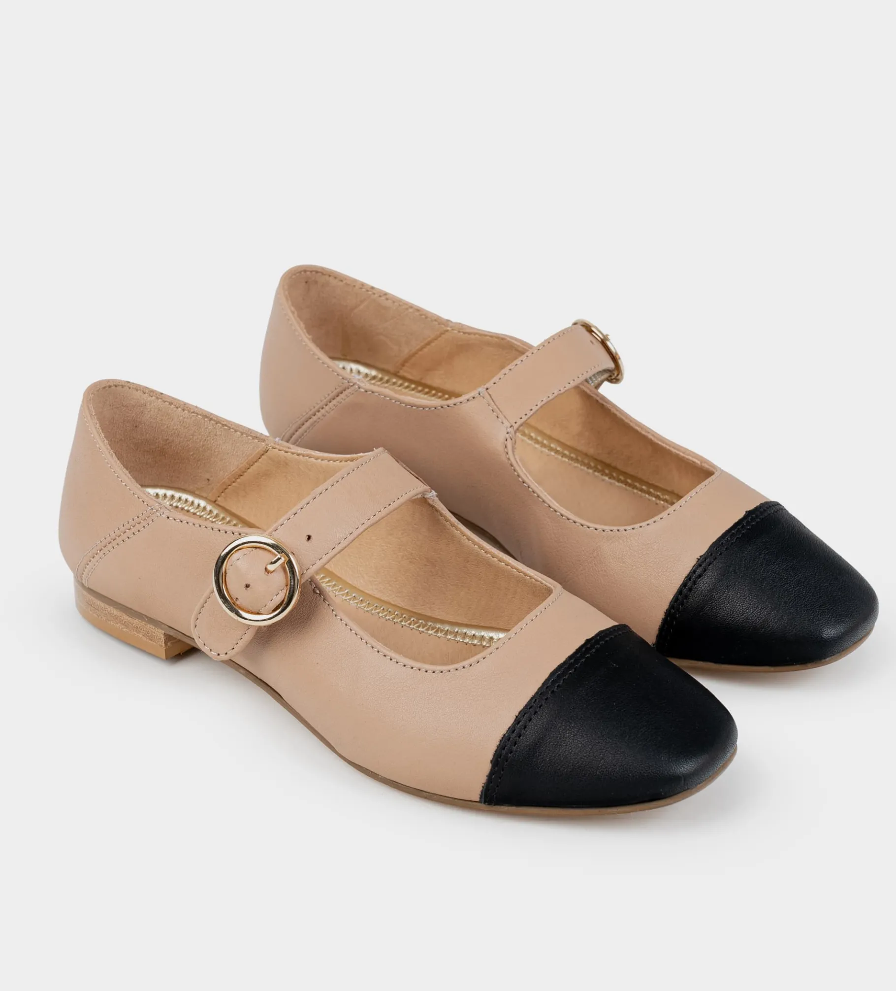 Hot BALERINA MARY JANE PUNTERA PIEL NUDE Mujer Flats Y Mocasines