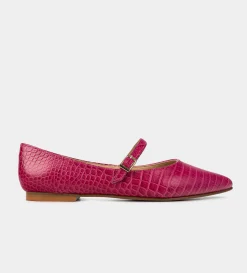 Fashion BALERINA MARY JANE TEXTURA PIEL ROSA Mujer Flats Y Mocasines