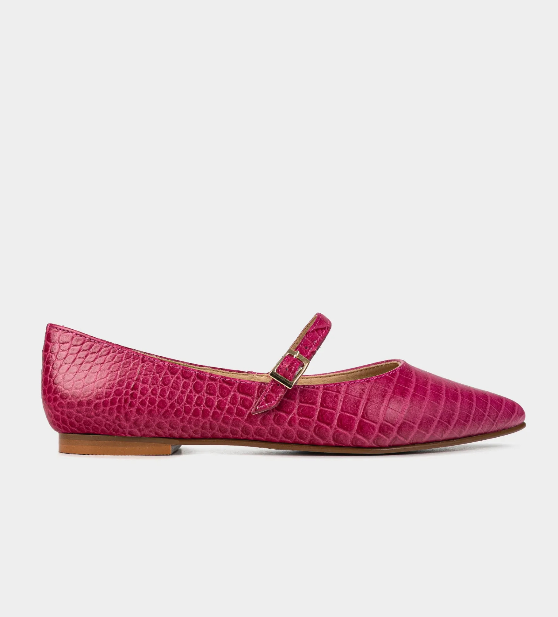 Fashion BALERINA MARY JANE TEXTURA PIEL ROSA Mujer Flats Y Mocasines