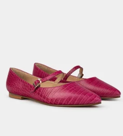 Fashion BALERINA MARY JANE TEXTURA PIEL ROSA Mujer Flats Y Mocasines
