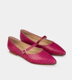 Fashion BALERINA MARY JANE TEXTURA PIEL ROSA Mujer Flats Y Mocasines