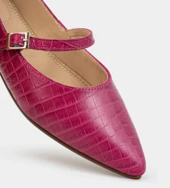 Fashion BALERINA MARY JANE TEXTURA PIEL ROSA Mujer Flats Y Mocasines