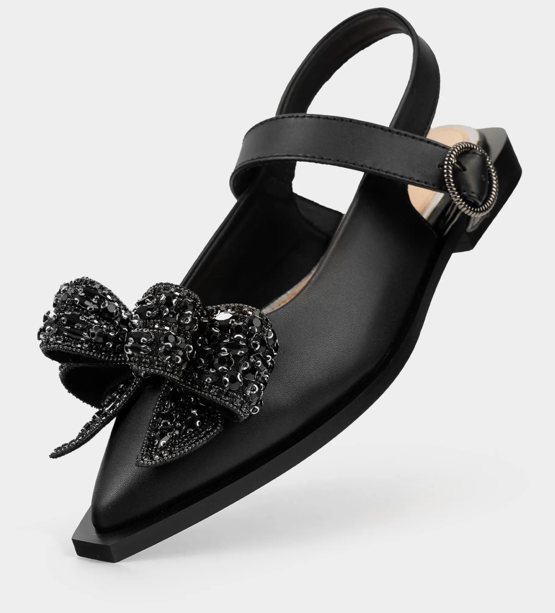 Discount BALERINA MOÑO CRISTALES NEGRO Mujer Flats Y Mocasines