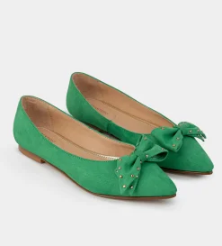 Fashion BALERINA PLANA MOÑO VERDE Mujer Flats Y Mocasines