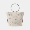 Discount BOLSO BUCKET FLORES PIEL BLANCO Mujer Fiesta | Bolsos Y Accesorios