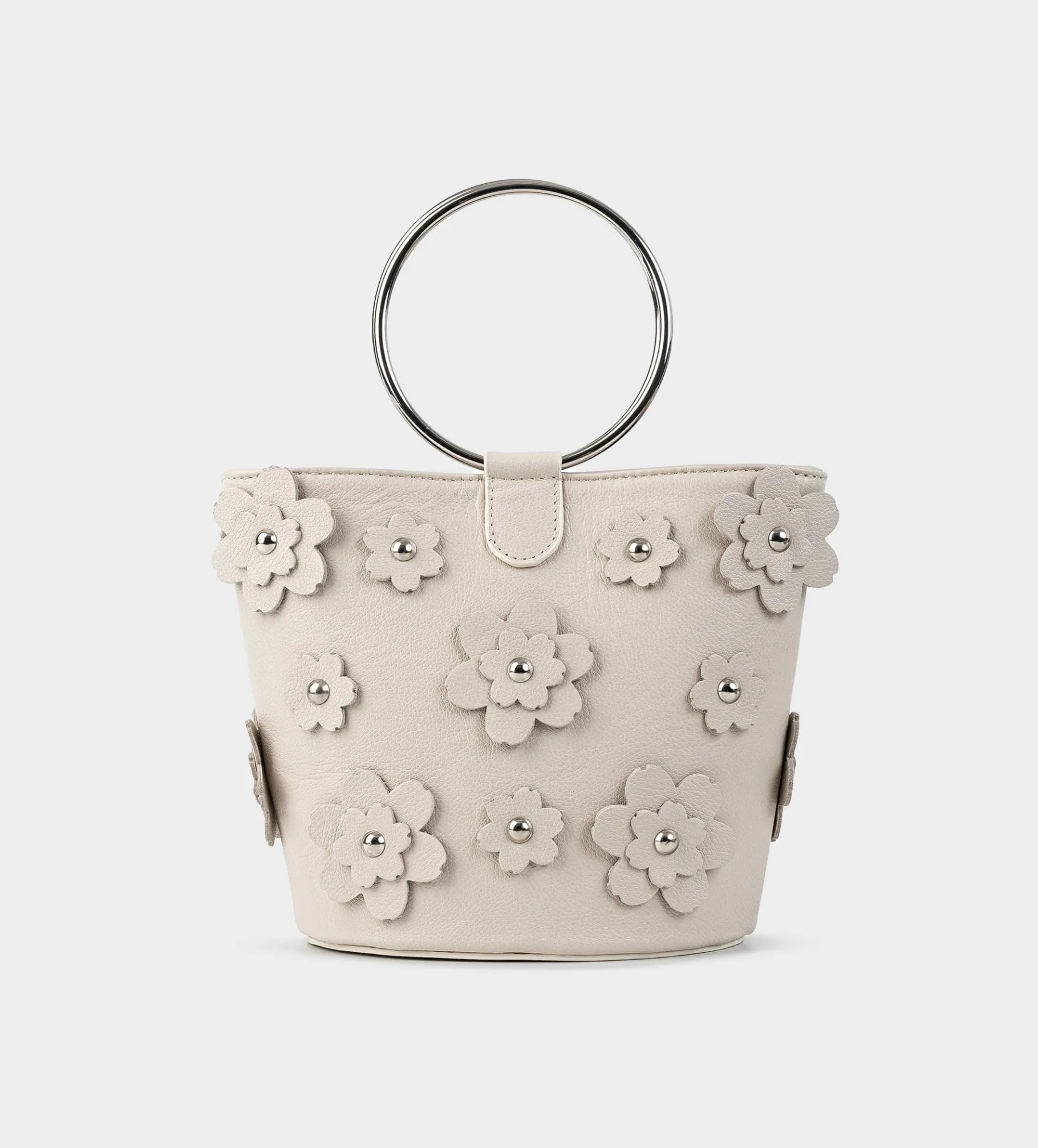 Discount BOLSO BUCKET FLORES PIEL BLANCO Mujer Fiesta | Bolsos Y Accesorios