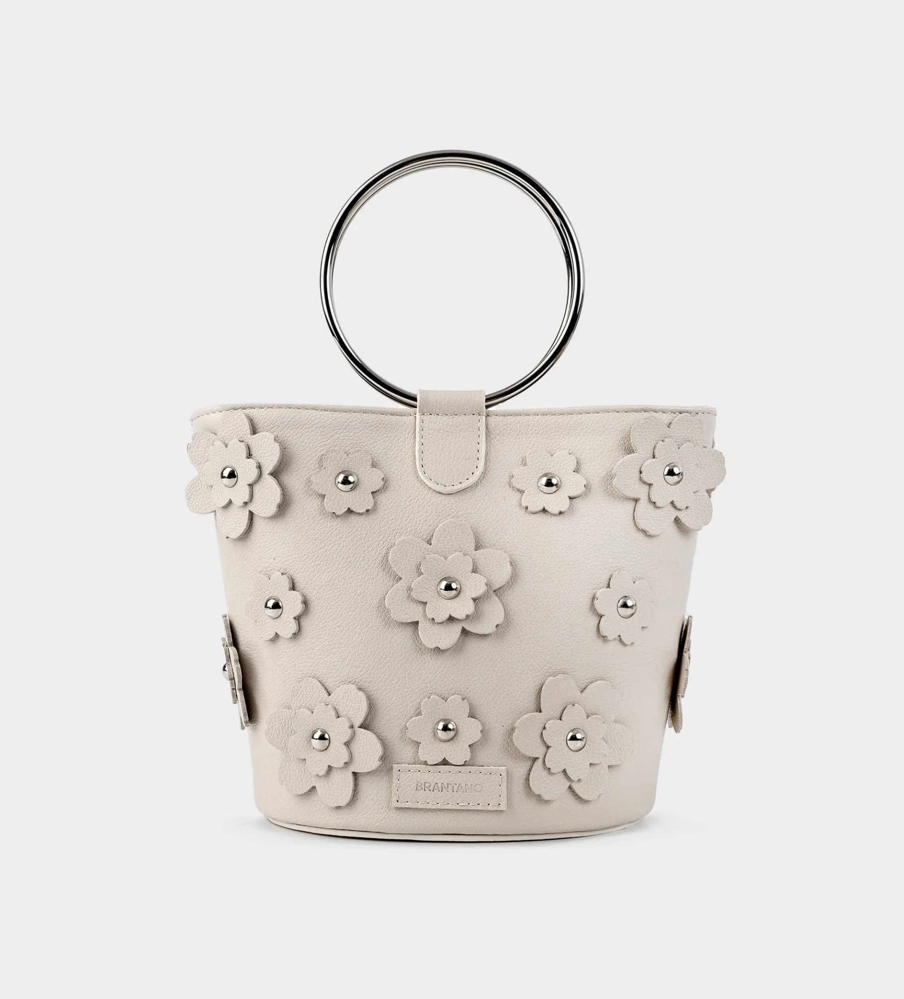 Discount BOLSO BUCKET FLORES PIEL BLANCO Mujer Fiesta | Bolsos Y Accesorios