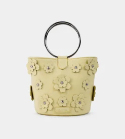 Clearance BOLSO BUCKET FLORES PIEL AMARILLO Mujer Bolsos | Bolsos Y Accesorios