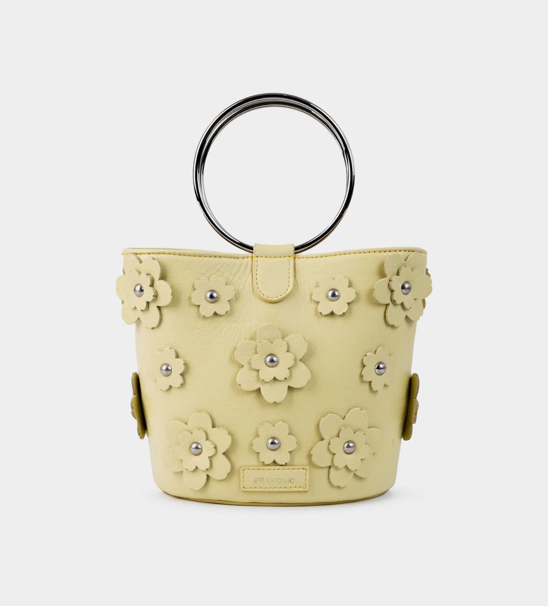 Clearance BOLSO BUCKET FLORES PIEL AMARILLO Mujer Bolsos | Bolsos Y Accesorios