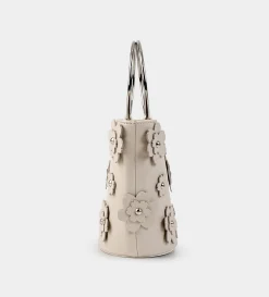 Discount BOLSO BUCKET FLORES PIEL BLANCO Mujer Fiesta | Bolsos Y Accesorios