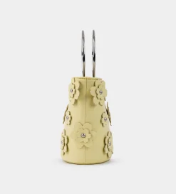 Clearance BOLSO BUCKET FLORES PIEL AMARILLO Mujer Bolsos | Bolsos Y Accesorios