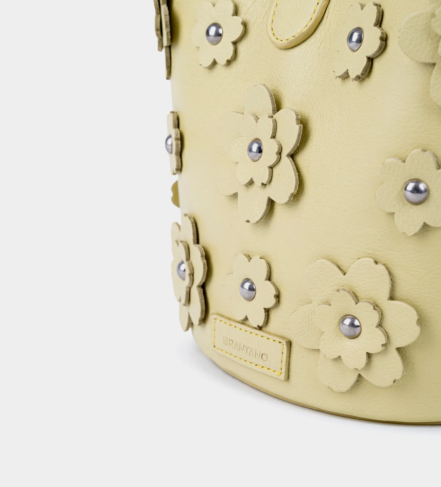 Clearance BOLSO BUCKET FLORES PIEL AMARILLO Mujer Bolsos | Bolsos Y Accesorios
