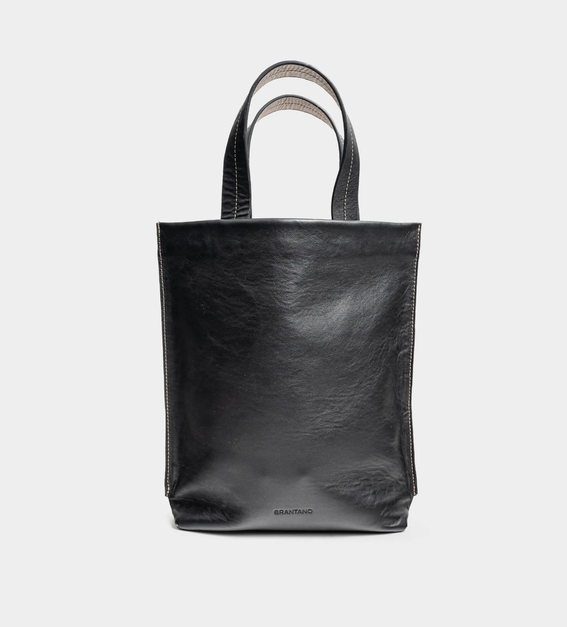Clearance BOLSO TOTE PIEL BICOLOR NEGRO / BEIGE Mujer Piel Auténtica | Bolsos Y Accesorios