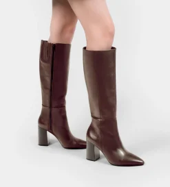Hot BOTA ALTA PIEL CAFÉ Mujer Botas Y Botines