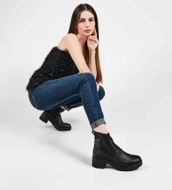 New BOTÍN CALCETÍN PIEL NEGRO Mujer Botas Y Botines | Piel Auténtica