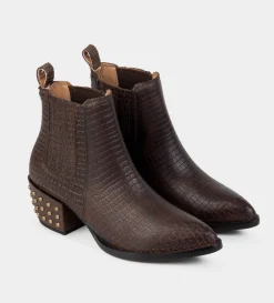 New BOTÍN TACHUELAS PIEL COGNAC Mujer Western