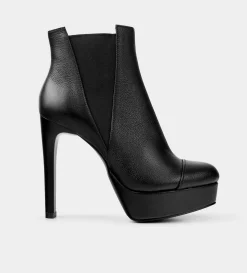 Online BOTÍN TACÓN FINO PIEL NEGRO Mujer Botas Y Botines | Piel Auténtica