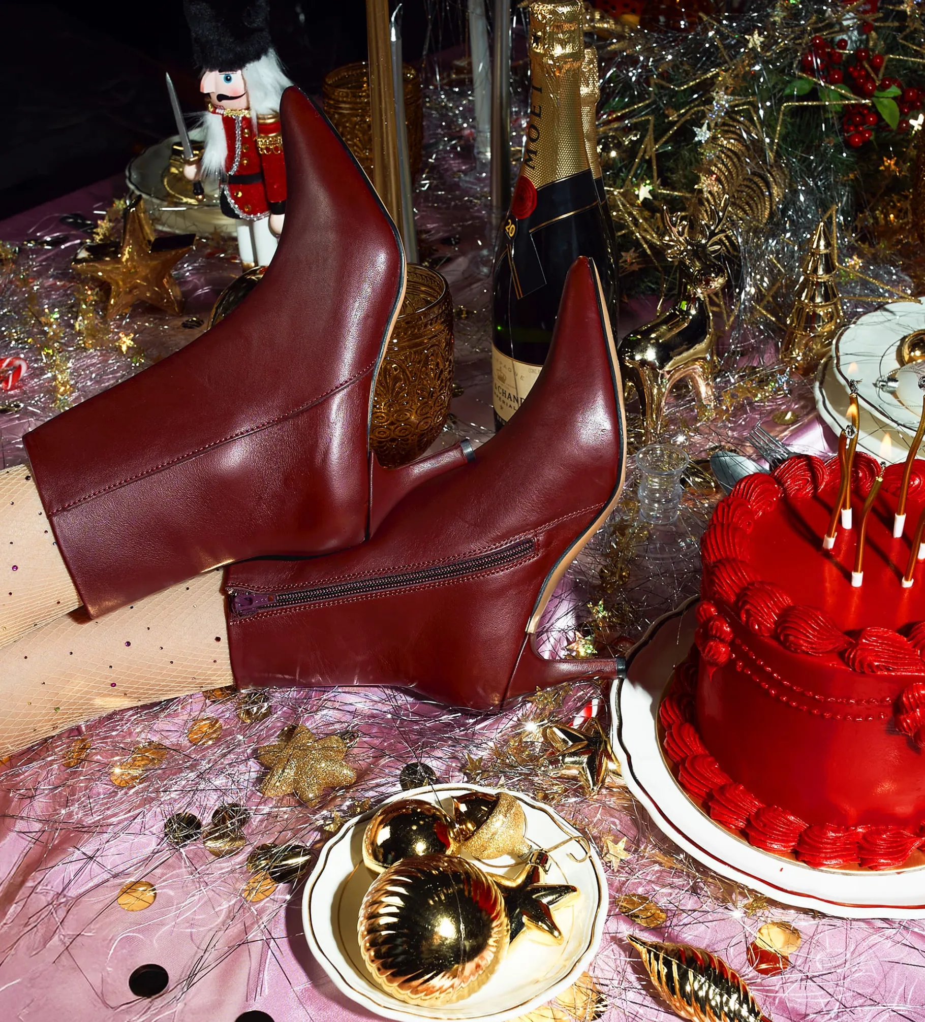Clearance BOTÍN TACÓN FINO PIEL VINO Mujer Botas Y Botines | Piel Auténtica