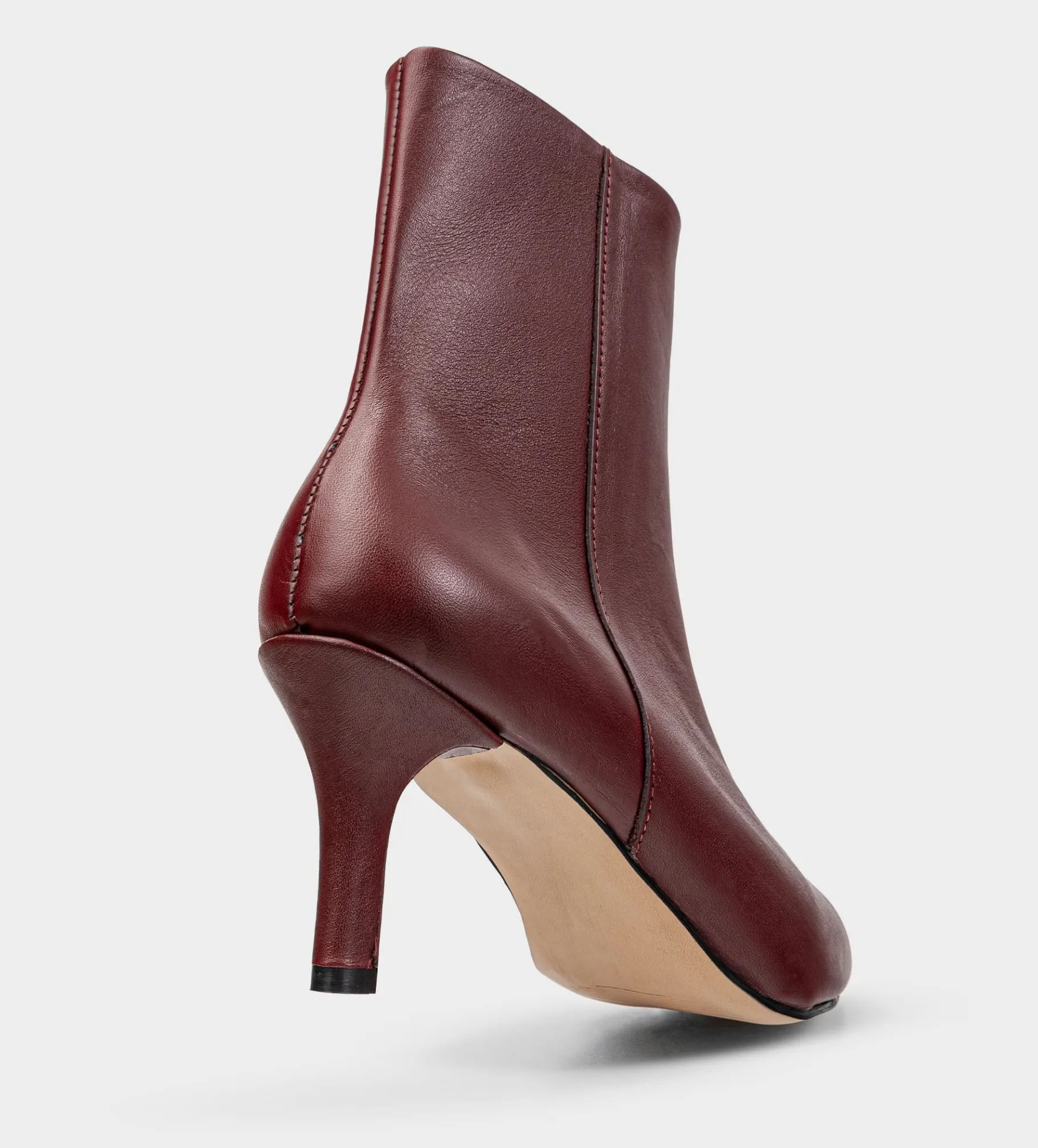 Clearance BOTÍN TACÓN FINO PIEL VINO Mujer Botas Y Botines | Piel Auténtica