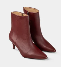 Clearance BOTÍN TACÓN FINO PIEL VINO Mujer Botas Y Botines | Piel Auténtica