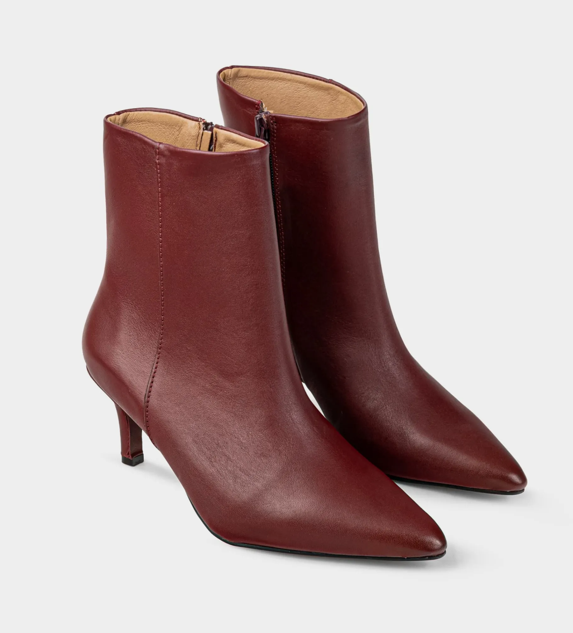 Clearance BOTÍN TACÓN FINO PIEL VINO Mujer Botas Y Botines | Piel Auténtica