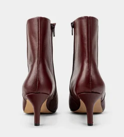 Clearance BOTÍN TACÓN FINO PIEL VINO Mujer Botas Y Botines | Piel Auténtica