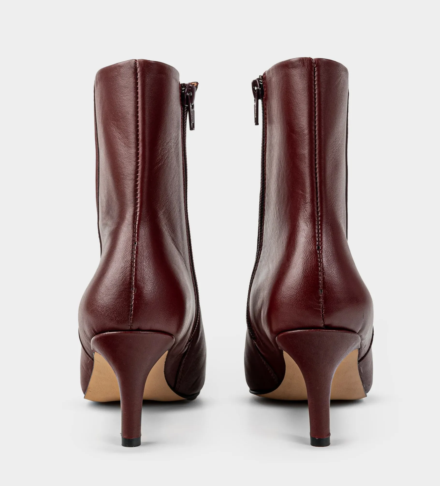 Clearance BOTÍN TACÓN FINO PIEL VINO Mujer Botas Y Botines | Piel Auténtica