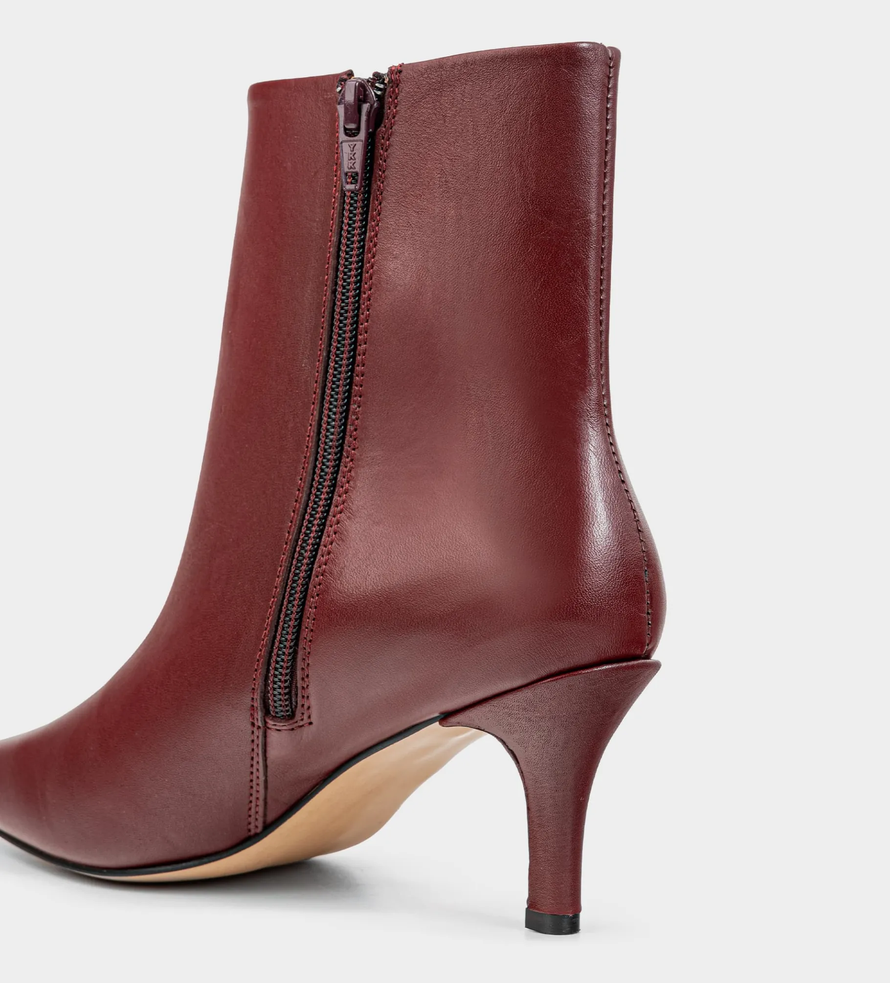 Clearance BOTÍN TACÓN FINO PIEL VINO Mujer Botas Y Botines | Piel Auténtica