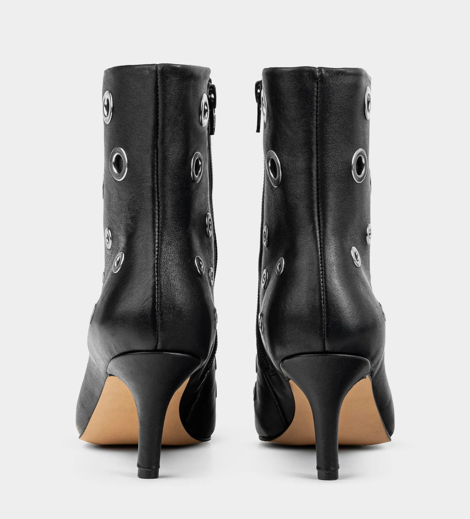 Hot BOTÍN TACÓN PIEL NEGRO OJILLOS Mujer Botas Y Botines | Piel Auténtica