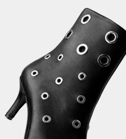 Hot BOTÍN TACÓN PIEL NEGRO OJILLOS Mujer Botas Y Botines | Piel Auténtica