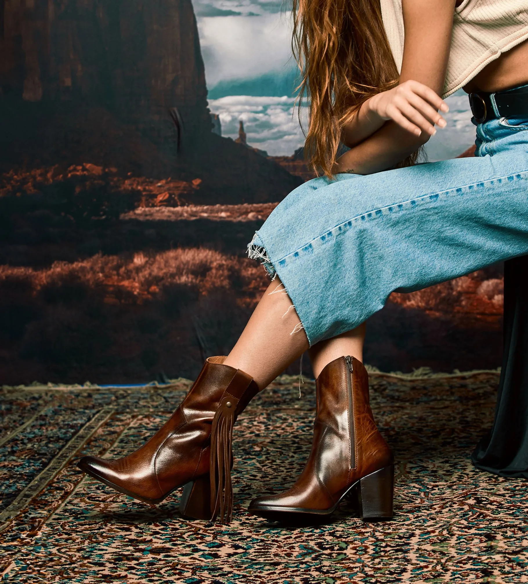 Online BOTÍN WESTERN PIEL MIEL Mujer Botas Y Botines | Piel Auténtica
