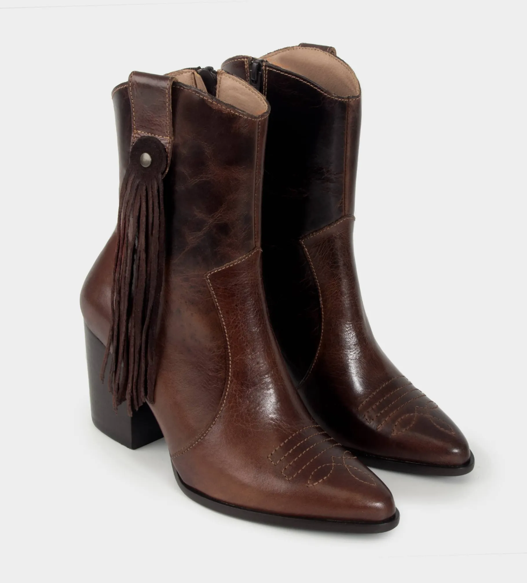 Online BOTÍN WESTERN PIEL MIEL Mujer Botas Y Botines | Piel Auténtica