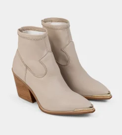 Hot BOTÍN WESTERN STRETCH PIEL BEIGE Mujer Botas Y Botines | Piel Auténtica