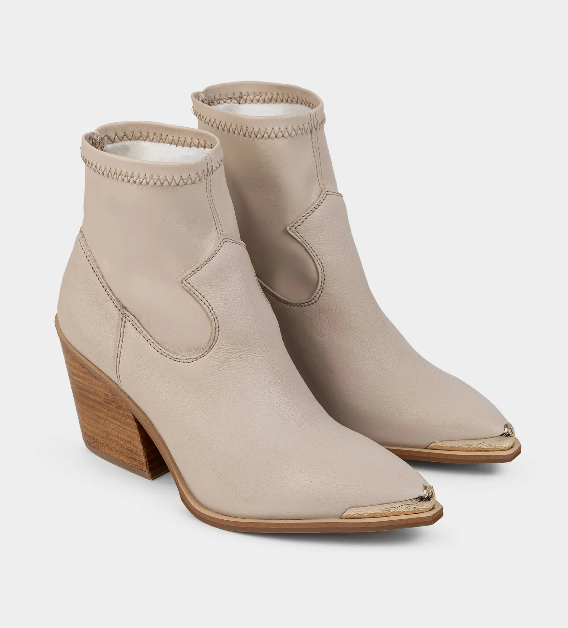 Hot BOTÍN WESTERN STRETCH PIEL BEIGE Mujer Botas Y Botines | Piel Auténtica