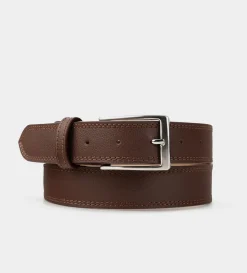 Clearance CINTURÓN HERRAJE PLATA PIEL AUTÉNTICA COGNAC Hombre Cinturones | Cinturones