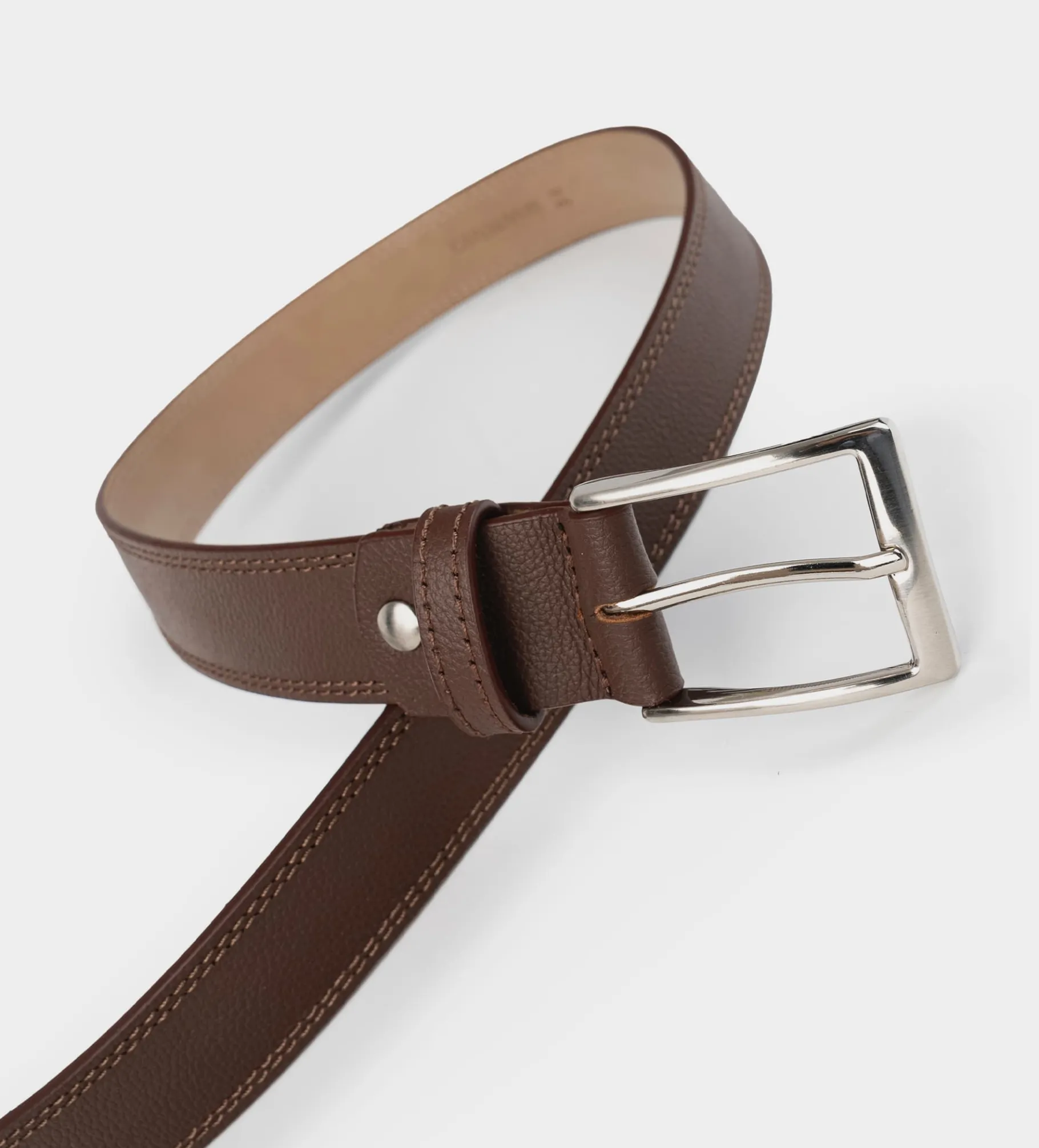 Clearance CINTURÓN HERRAJE PLATA PIEL AUTÉNTICA COGNAC Hombre Cinturones | Cinturones