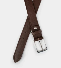 Clearance CINTURÓN HERRAJE PLATA PIEL AUTÉNTICA COGNAC Hombre Cinturones | Cinturones